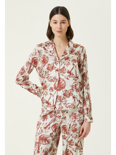 Collection Patterned Satin Twill Shirt Burgundy