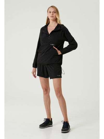 Academia Hooded Zip Detail Jacket Black