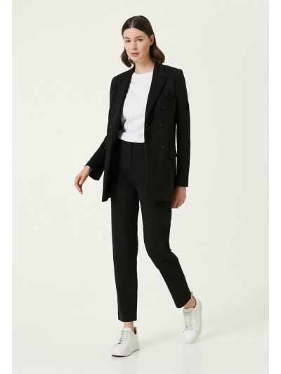 Collection Knitwear Detailed Jersey Trouser Black