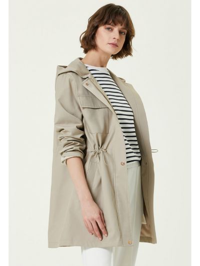 Network Regular Fit Khaki Hooded Top Coat Beige