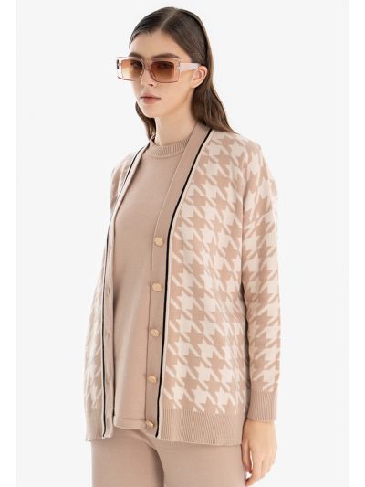 Printed Multicolored Knitted Cardigan -Sale