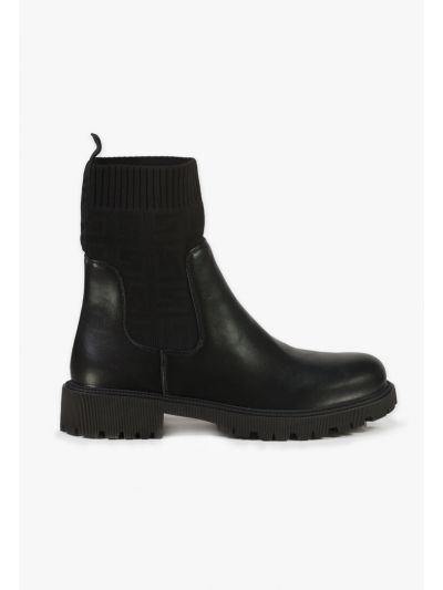 PU Leather Solid Elasticated Sides Boots -Sale