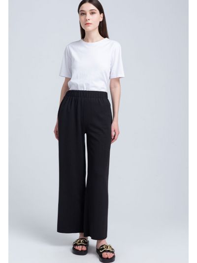 Elastic Waist Wide Culottes