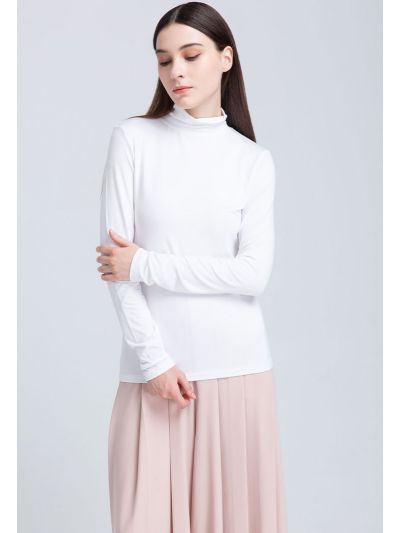 Turtle Neck Solid Basic T-Shirt
