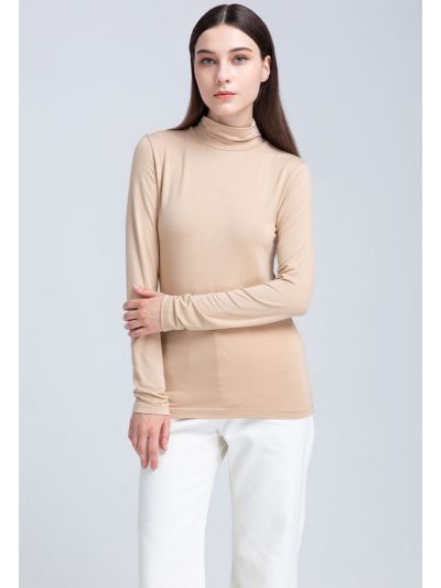 Turtle Neck Solid Basic T-Shirt