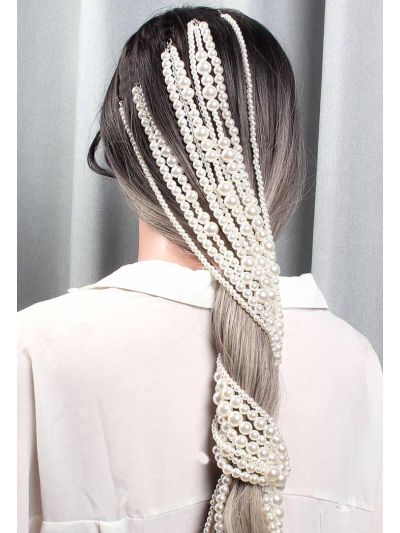 Pearl Beads Tassel Hair Clip Chain