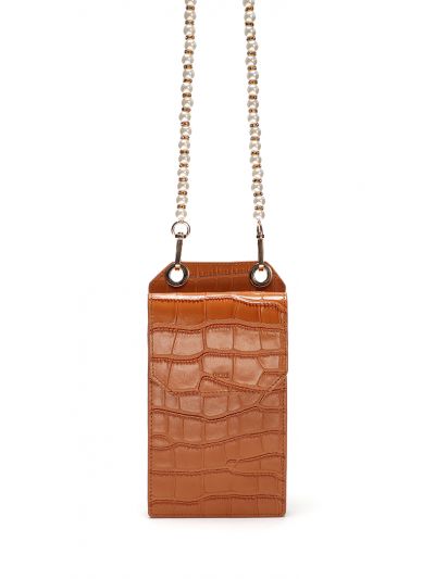 Pearl Rhinestone Strap Mobile Crossbody Bag
