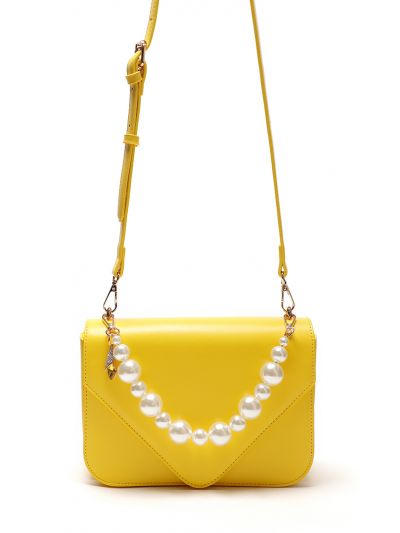 Solid Flap Pearl Handbag