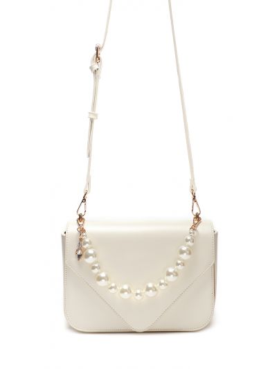Solid Flap Pearl Handbag