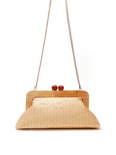 Basket Weave Kiss Lock Handbag