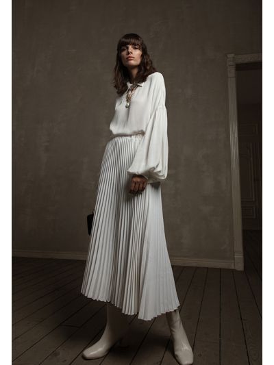 Solid Accordion Pleat Skirt