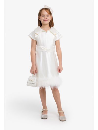 Solid Feather Hem Dress