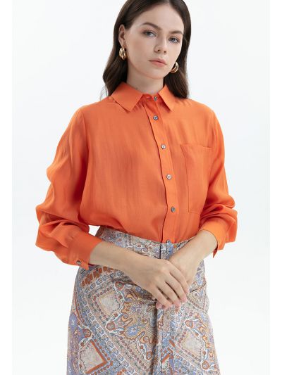Solid Front Pocket Shirt -Sale