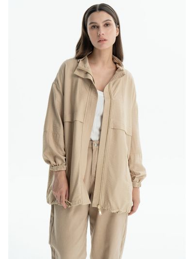 Turtle Neck Textured Jacket -Sale