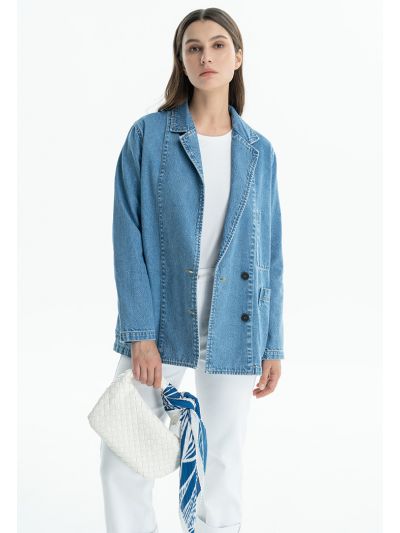 Denim Double Breasted Blazer -Sale