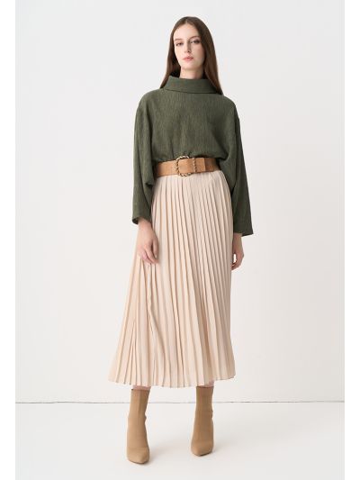 All Over Pleated Solid Skirt