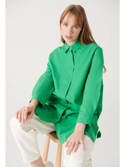 Solid Midi Classic Shirt -Sale