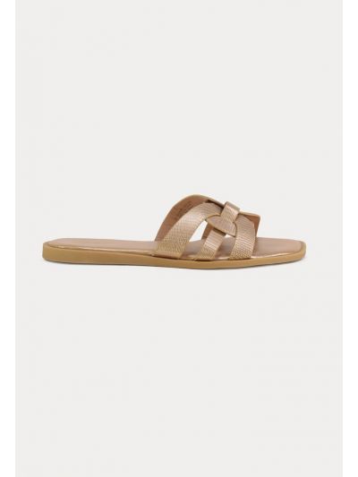 Crossover Vamp PU Leather Open Flat Sandals -Sale