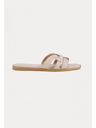 Crossover Vamp PU Leather Open Flat Sandals -Sale