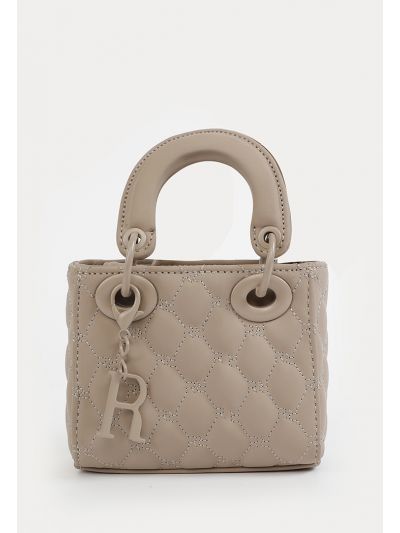 Quilted Leather Top Carry Handle Hand Bag With Medal -Sale