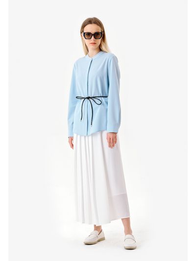 Pleated High Rise Waist Belt Culottes Trousers