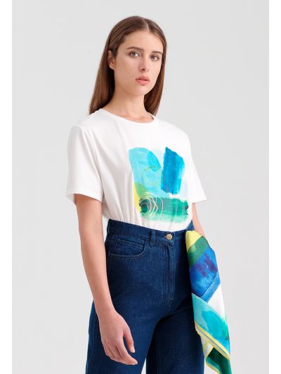Printed Round Neck T-shirt -Sale
