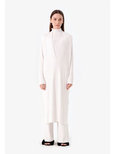 Deep V-Neck Sleeveless Knitted Dress -Sale