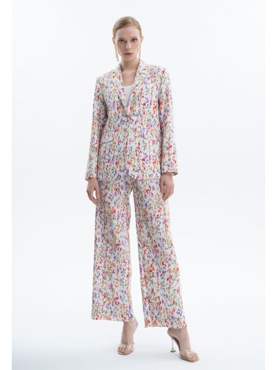 Pleated Printed Trousers -Sale