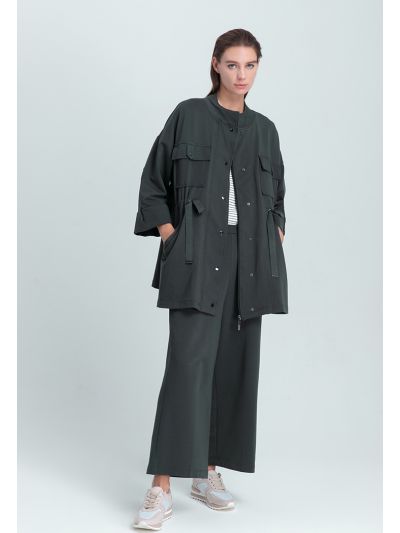 Solid Color Elasticated Back Waist Pants