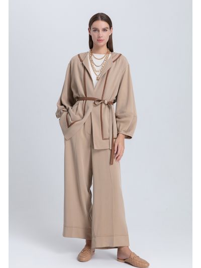 Elastic Back Waist Wide Leg Pants