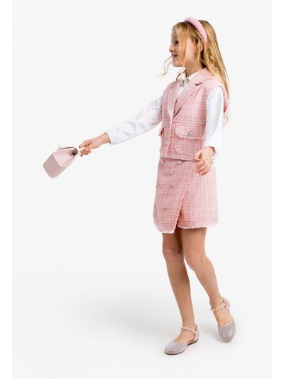 Tweed Skirt with Fringing
