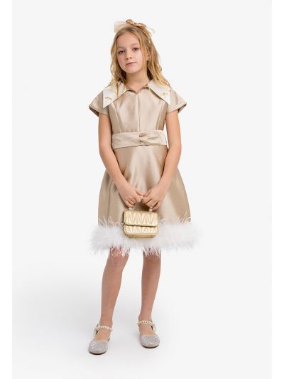 Solid Feather Hem Dress