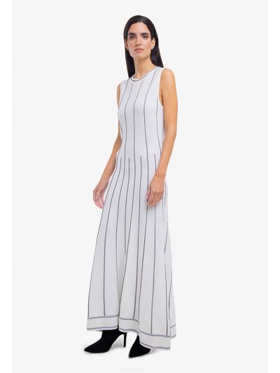 Striped A-Line Two Toned Maxi Dress -Sale