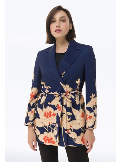 Printed Long Double Breasted Blazer -Sale