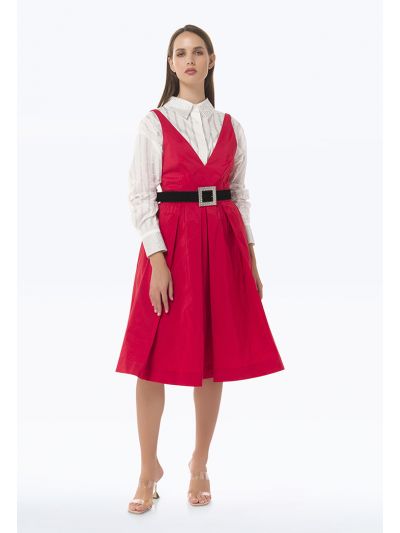 V-Neck Flounce Solid Dress -Sale