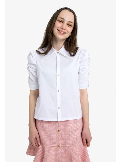 Solid Embroidered Collar Shirt