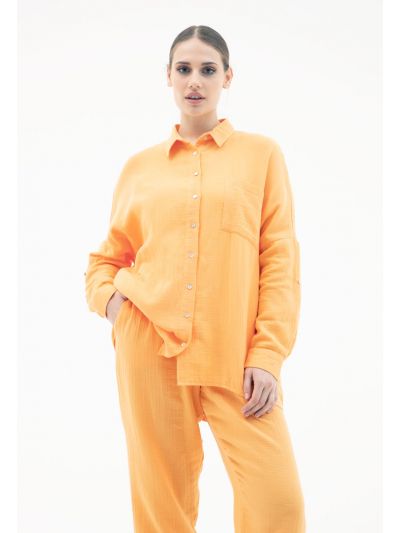 High Low Hem Oversized Solid Shirt (Free Size) -Sale