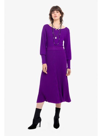 Flared Hem Ribbed Knitted Long Skirt -Sale