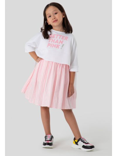 Long Back Overlay Striped Dress