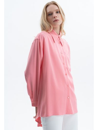 Pointed Collar Solid Shirt -Sale