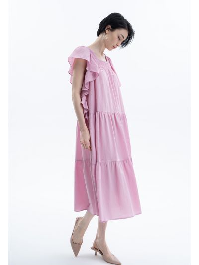 Solid Tiered Midi Dress -Sale