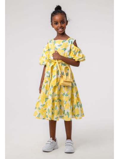 Floral Print Seersucker Cold Shoulder Dress -Sale