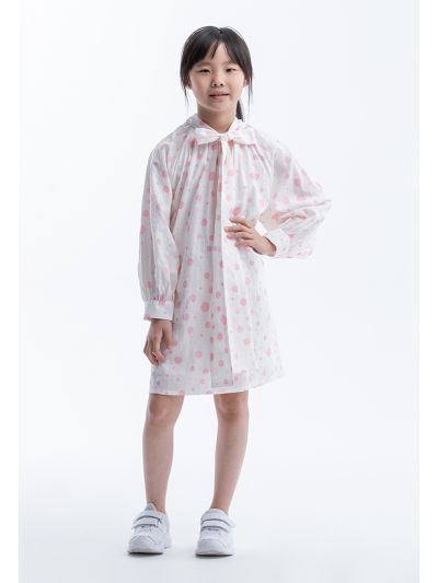 Polka Dots Printed Lantern Sleeves Cotton Blouse -Sale