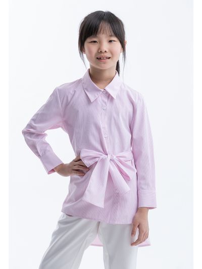 Striped Shirt With Over Lapped Self-Tie Wrap -Sale