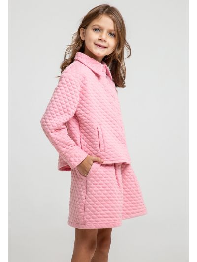 Quilted Solid Collared Snap Buttoned Jacket -Sale