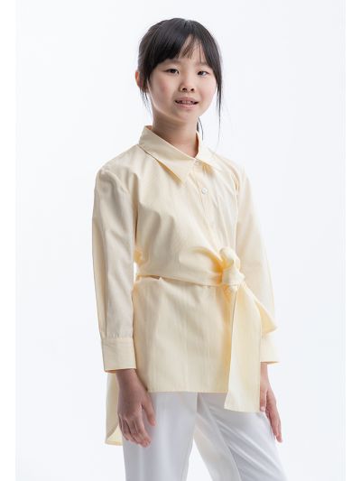 Striped Shirt With Over Lapped Self-Tie Wrap -Sale