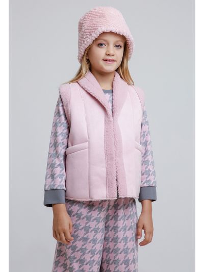 Solid Fur Lined Collared Sleeveless Gilet