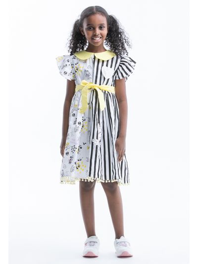 Disney Striped Printed Ruffled Sleeveless Casual Dress