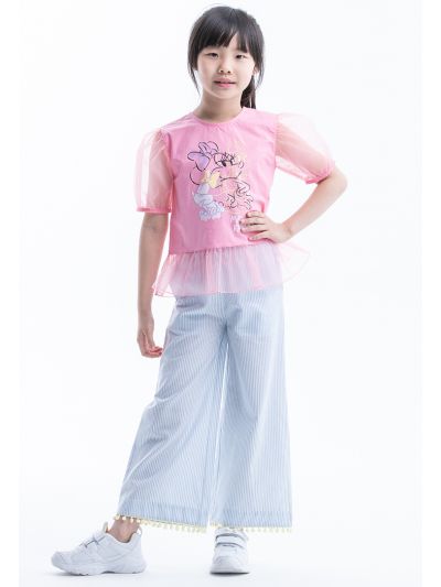 Pom Pom Tassel Striped Casual Pants
