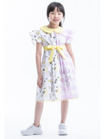 Disney Striped Printed Ruffled Sleeveless Casual Dress